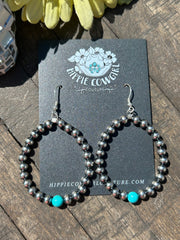 "Navajo Style" Single Bead Hoop Earrings