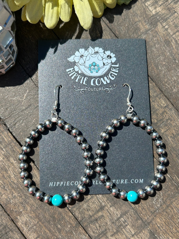"Navajo Style" Single Bead Hoop Earrings
