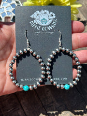 "Navajo Style" Single Bead Hoop Earrings