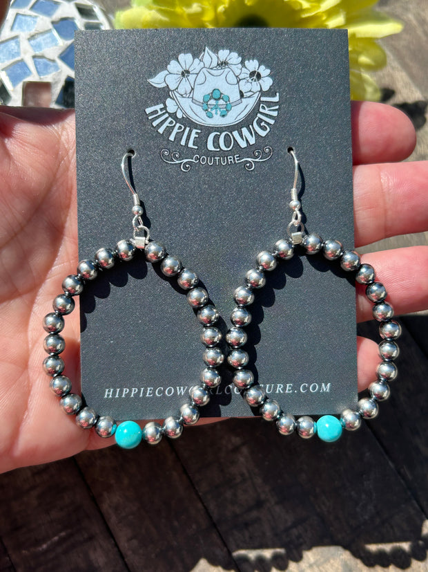 "Navajo Style" Single Bead Hoop Earrings