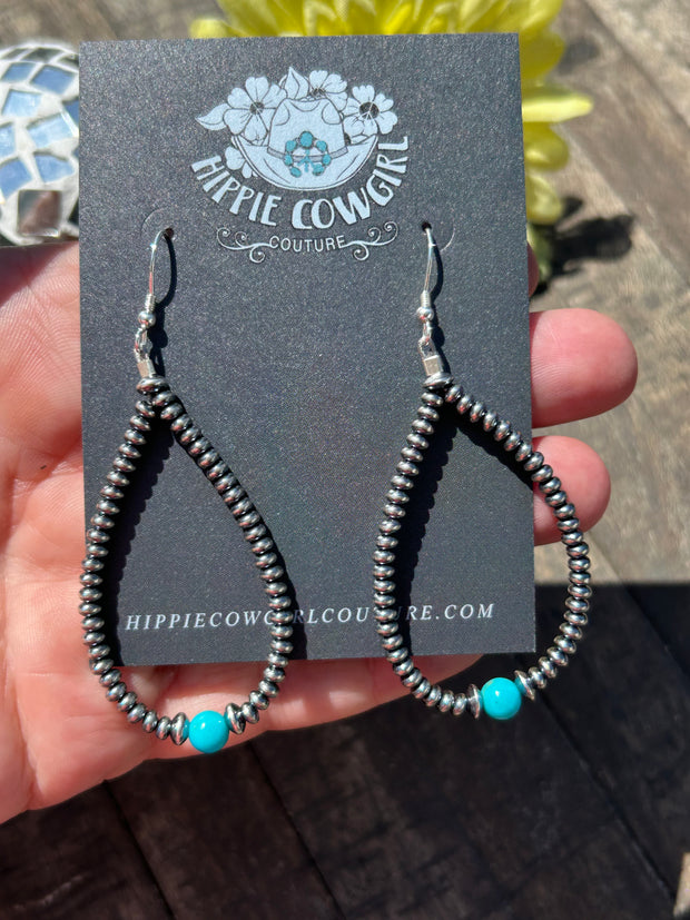 Rondelle "Navajo Style" Single Bead Teardrop Earring