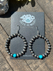 "Navajo Style" Single Bead Hoop Earrings