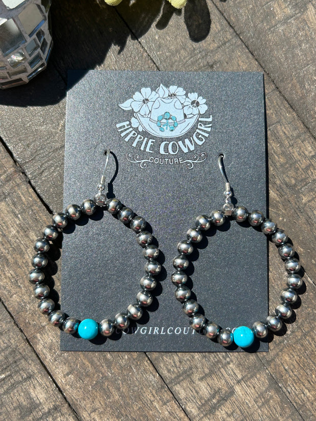 "Navajo Style" Single Bead Hoop Earrings