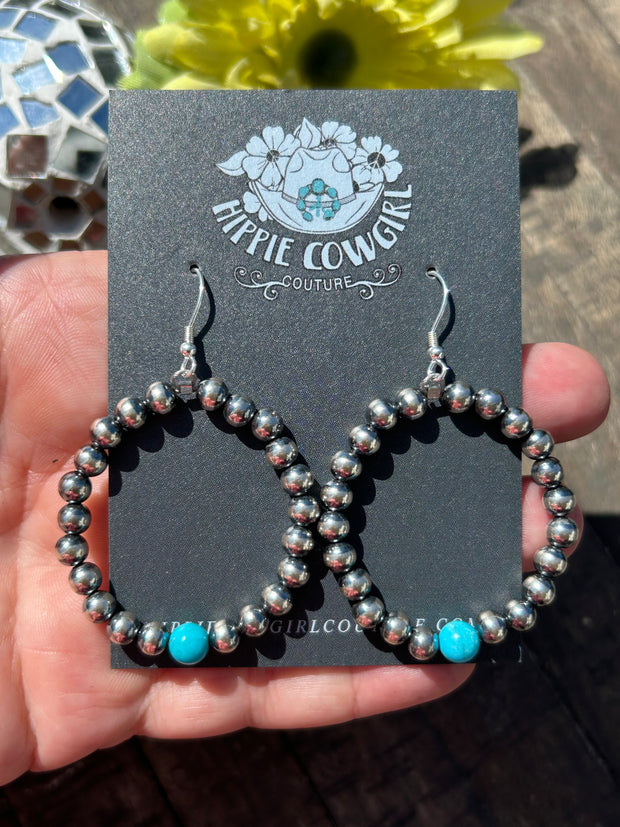 "Navajo Style" Single Bead Hoop Earrings