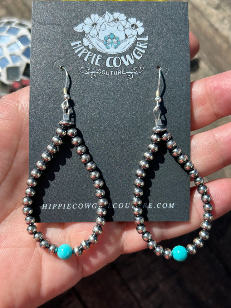 "Navajo Style" Single Bead Teardrop Earring