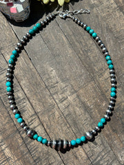 18" "Navajo Style" Pearls and Turquoise Necklace