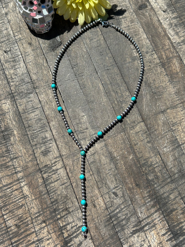 18" "Navajo Style" Sterling Pearl and Turquoise "Must Have" Necklace