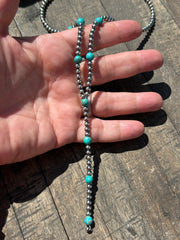 18" "Navajo Style" Sterling Pearl and Turquoise "Must Have" Necklace