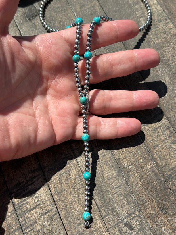 18" "Navajo Style" Sterling Pearl and Turquoise "Must Have" Necklace