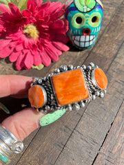 3 Stone Orange Spiny Cuff- A