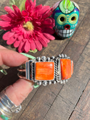 3 Stone Orange Spiny Cuff -B