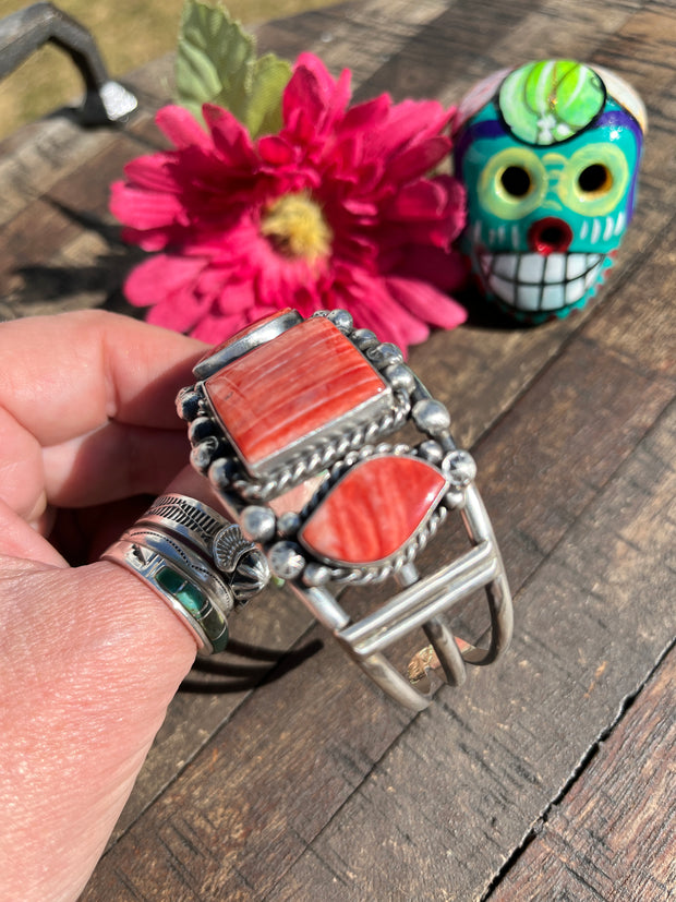 3 Stone Red Spiny Cuff- A