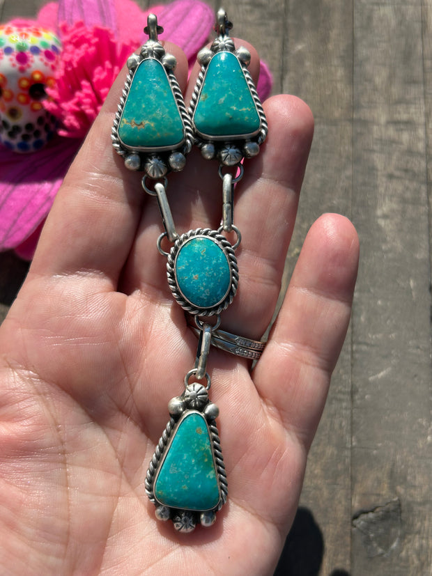4 Stone Kingman Turquoise Mini Lariat Set- 1