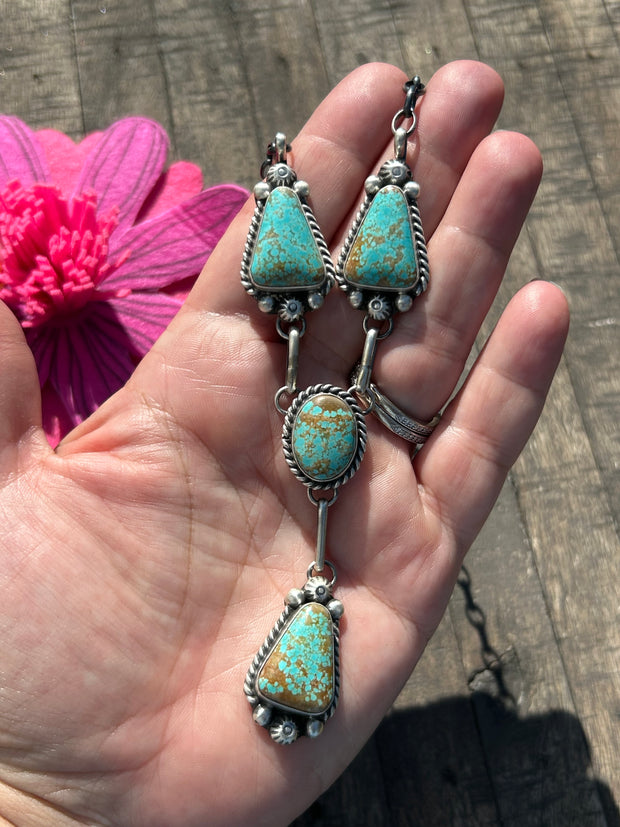 4 Stone Kingman Turquoise Mini Lariat Set- 3