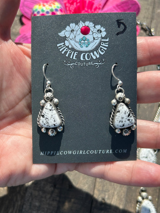 4 Stone White Buffalo Turquoise Mini Lariat Set- 5