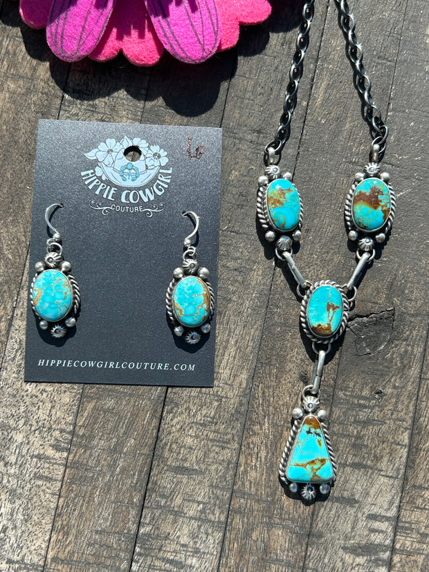 4 Stone Kingman Turquoise Mini Lariat Set- 6