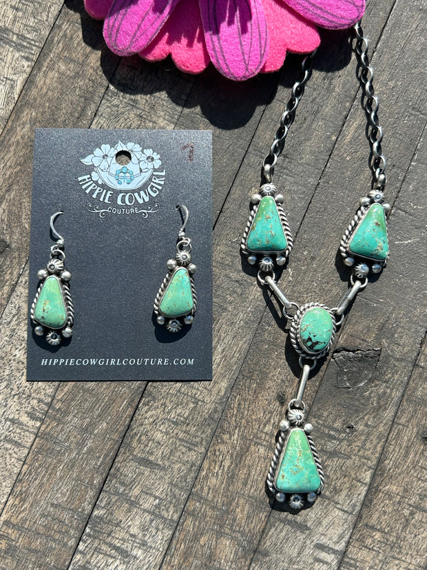 4 Stone Kingman Turquoise Mini Lariat Set- 7