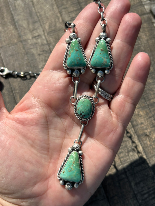 4 Stone Kingman Turquoise Mini Lariat Set- 7