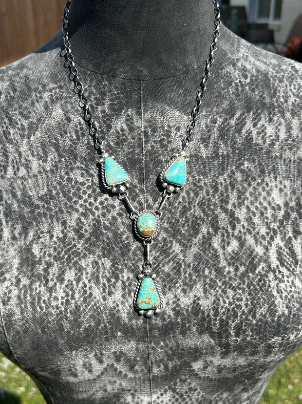4 Stone Kingman Turquoise Mini Lariat Set- 2