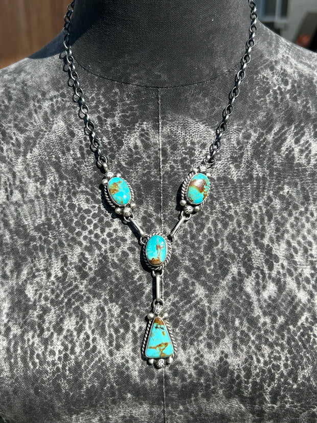 4 Stone Kingman Turquoise Mini Lariat Set- 6