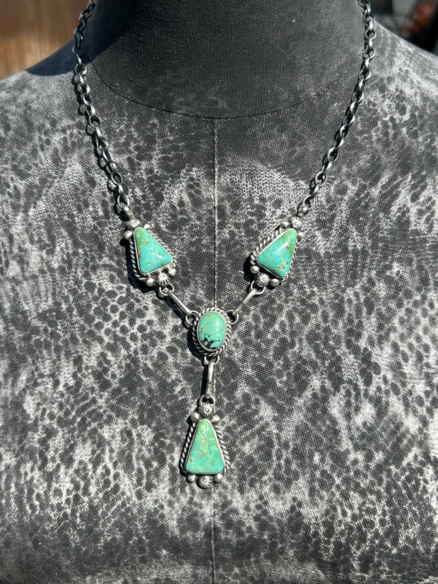 4 Stone Kingman Turquoise Mini Lariat Set- 7