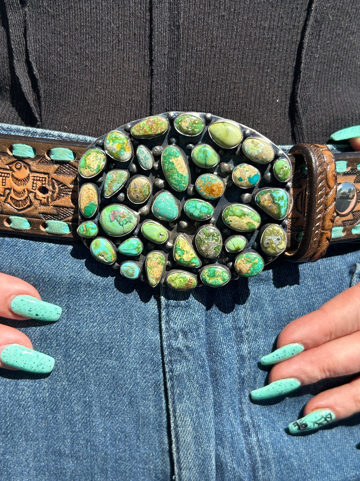 Mixed Mine Turquoise Cluster Belt Buckle