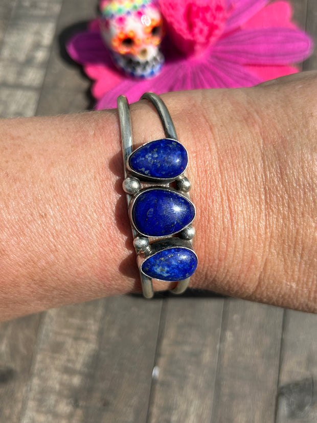 3 Stone Lapis Cuff