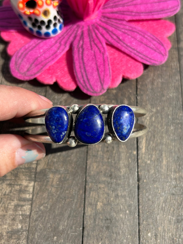 3 Stone Lapis Cuff