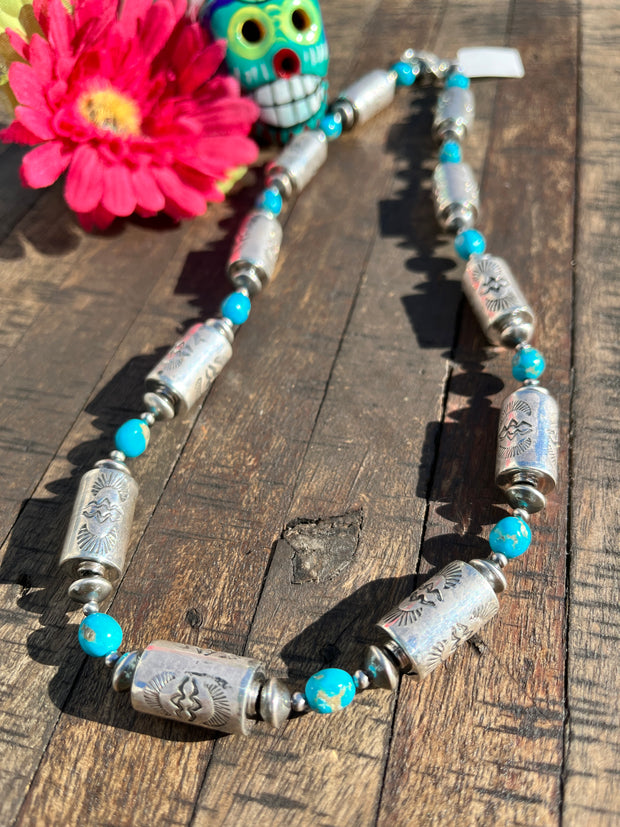 22" Stamped Drum Bead Necklace