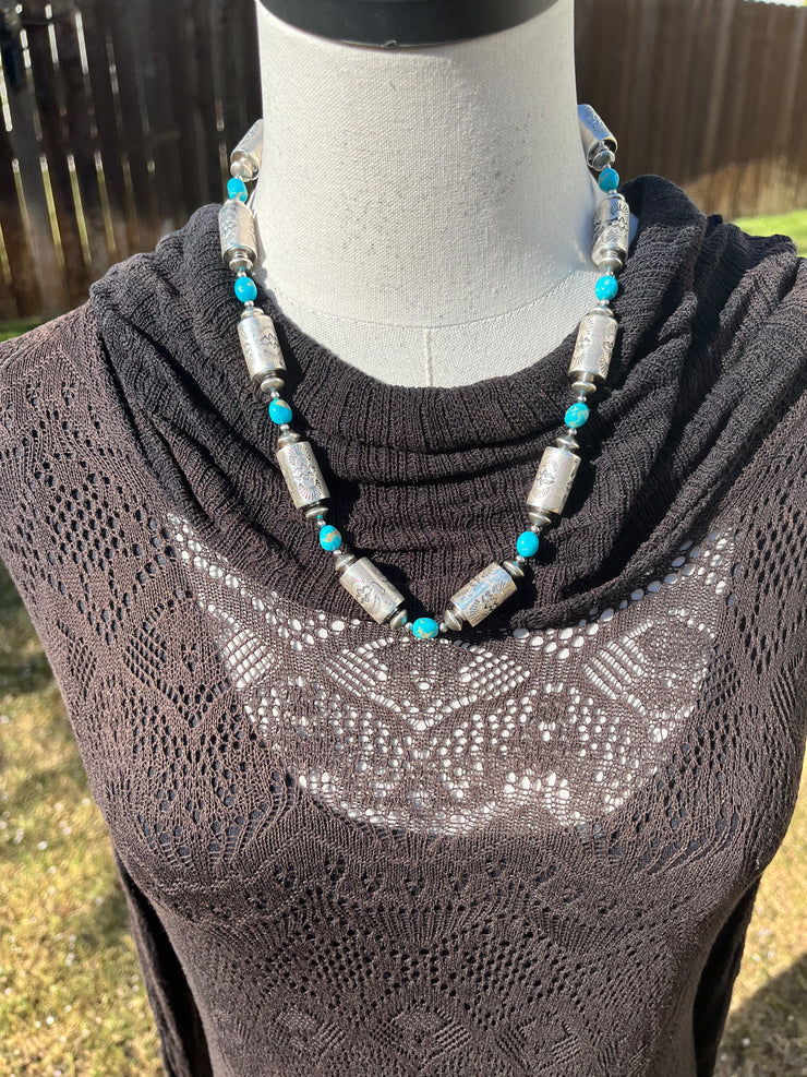 22" Stamped Drum Bead Necklace