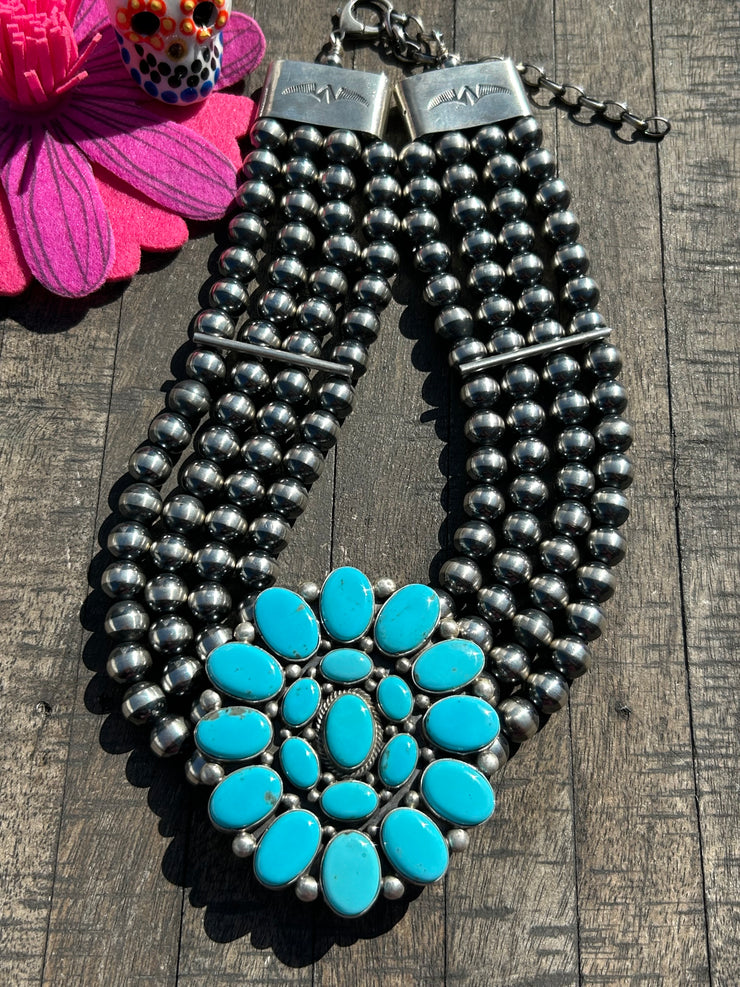 4 Strand Kingman Choker Necklace