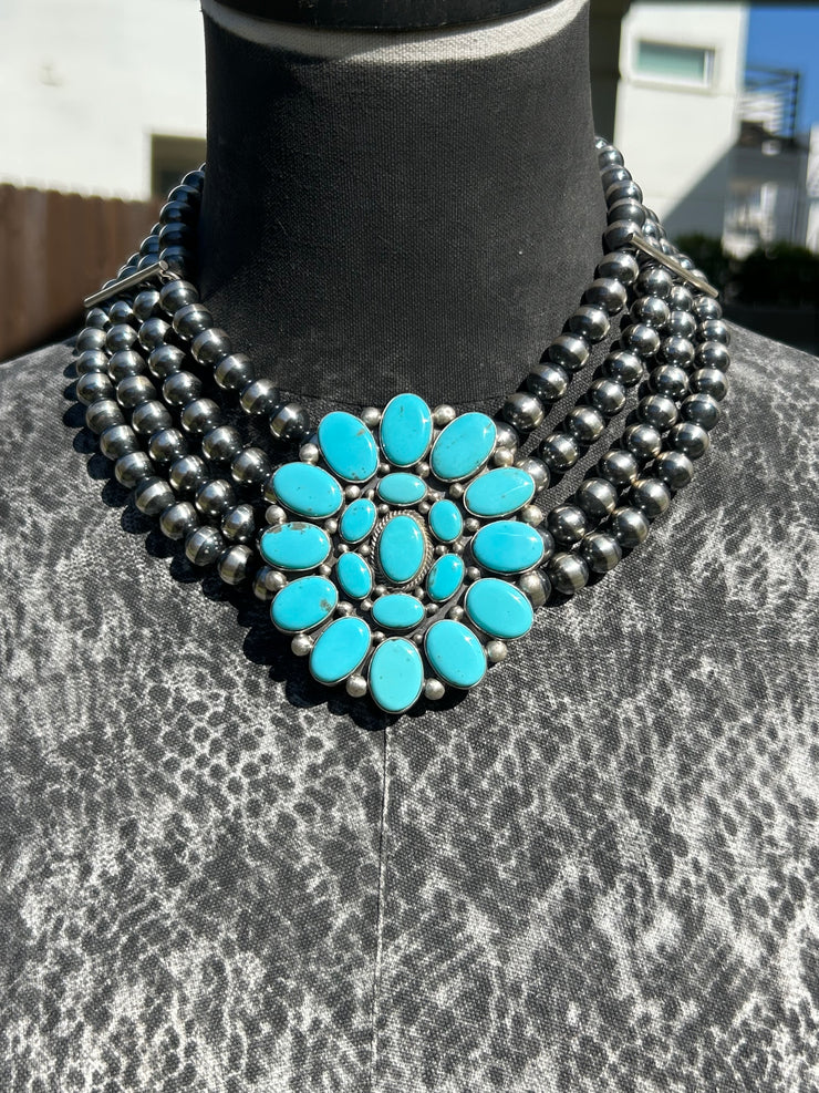 4 Strand Kingman Choker Necklace