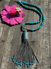 Kingman Beaded Tassel Necklace
