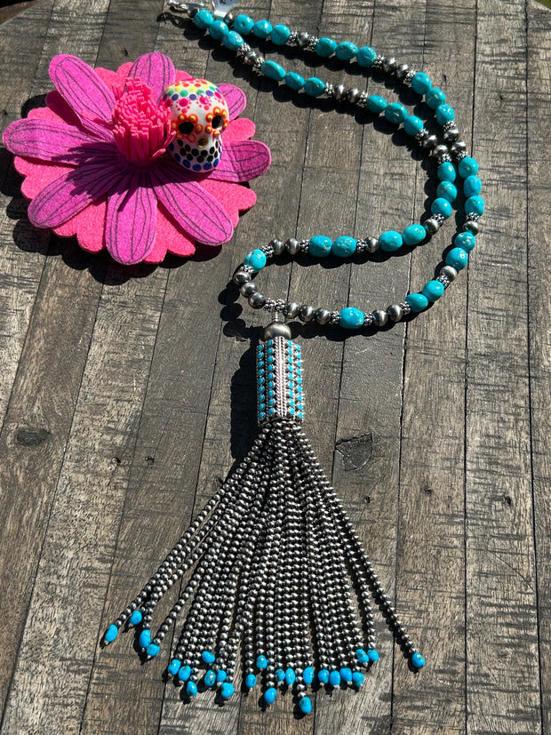 Kingman Beaded Tassel Necklace