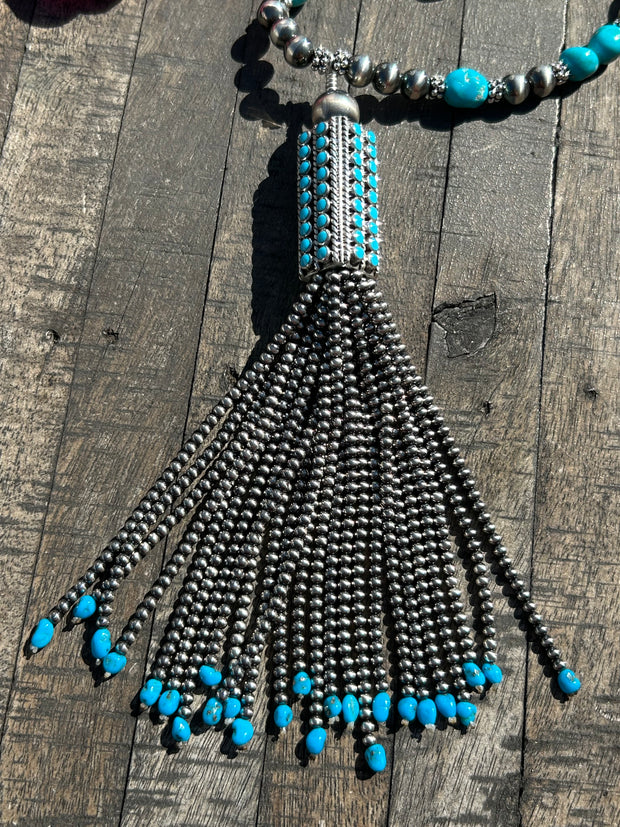 Kingman Beaded Tassel Necklace