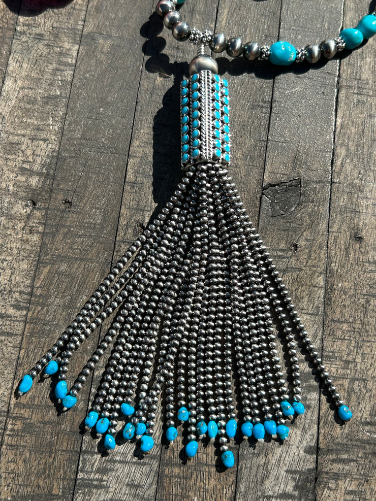 Kingman Beaded Tassel Necklace