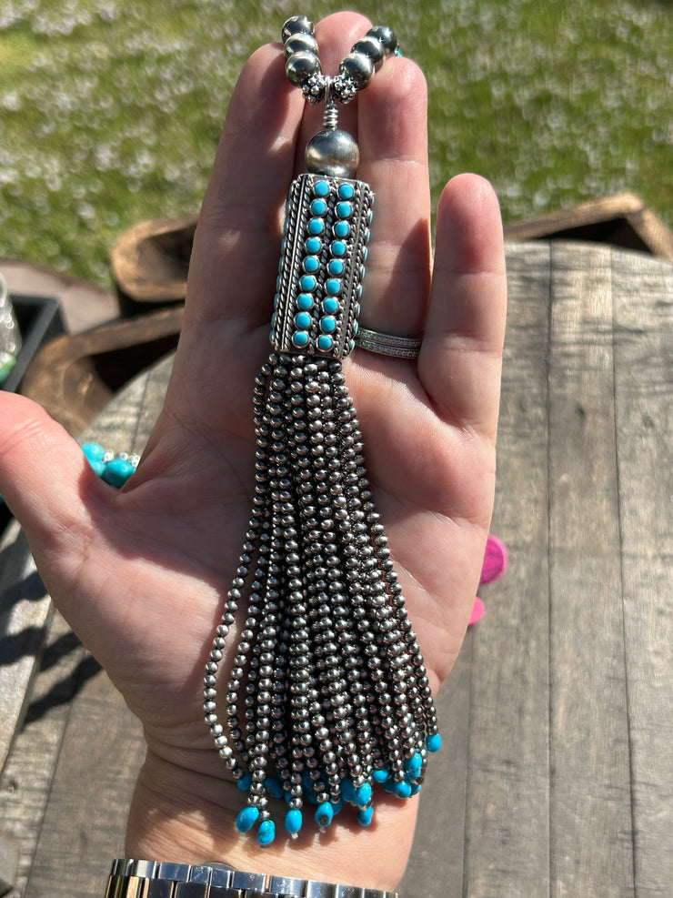 Kingman Beaded Tassel Necklace