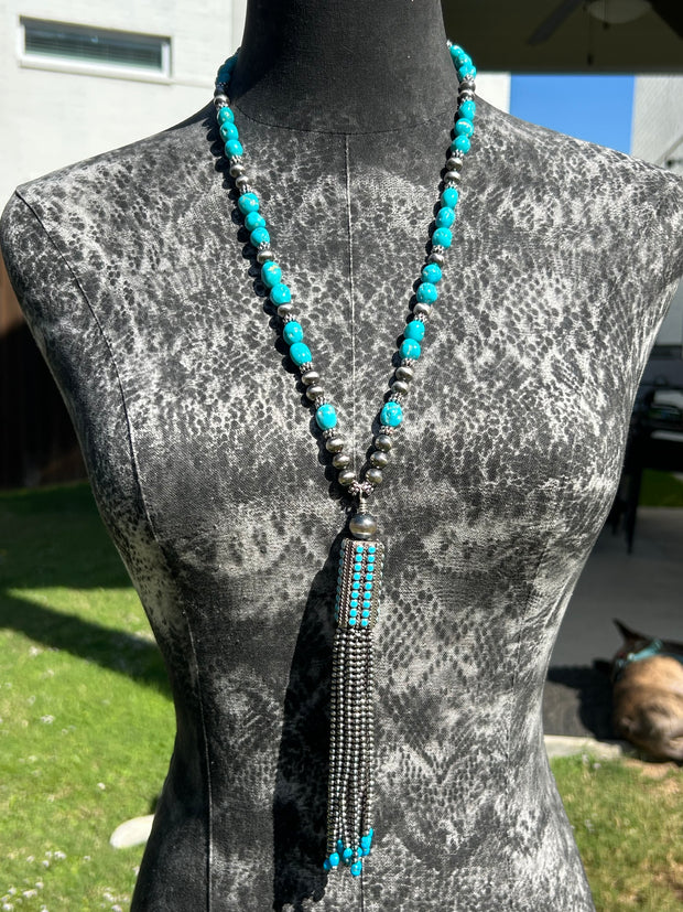 Kingman Beaded Tassel Necklace