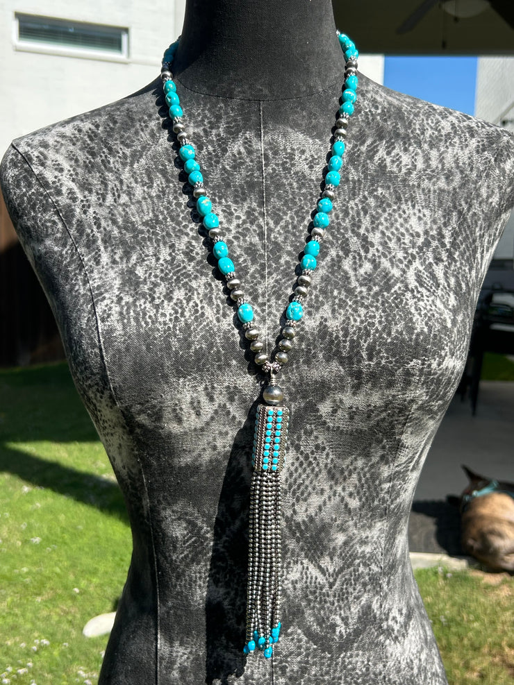Kingman Beaded Tassel Necklace