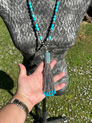 Kingman Beaded Tassel Necklace