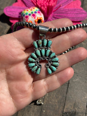 Kingman Naja and Sterling Pearl Necklace