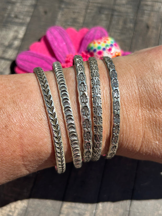 Stamped Sterling Bracelets 1-5