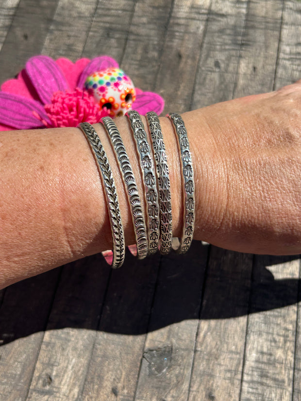 Stamped Sterling Bracelets 1-5
