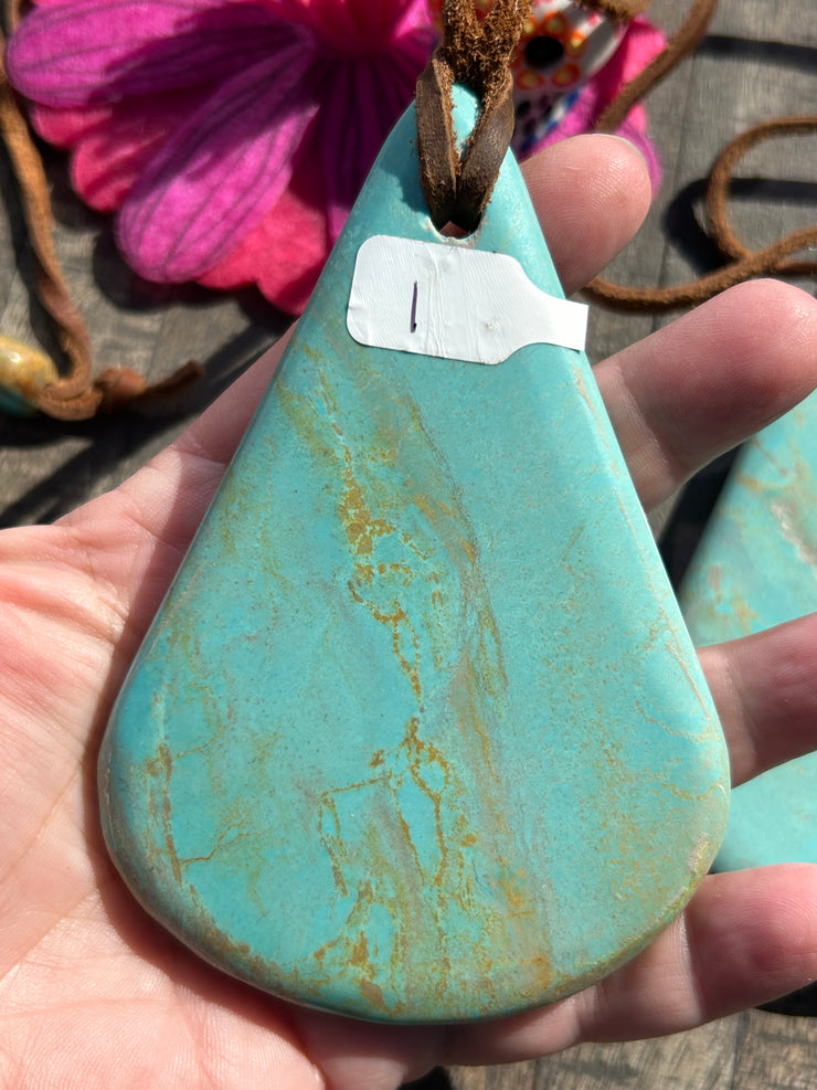 Kingman Slab Necklaces #1 and #21