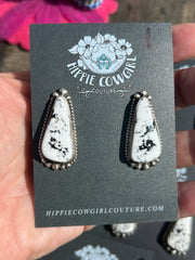 Single Stone white Buffalo Earrings 1-7