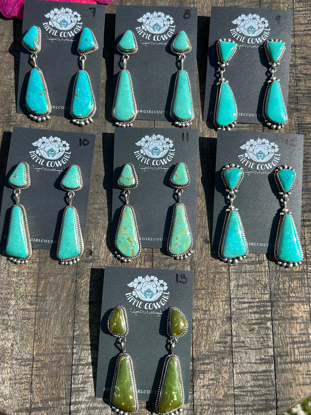 Kingman 2 Stone Dangle Earrings 7-13