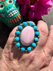 Pink "Cotton Candy" and Sleeping Beauty Ring Sz 9- B