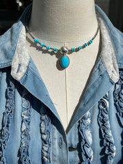 Turquoise Memory Wire Pearl Choker