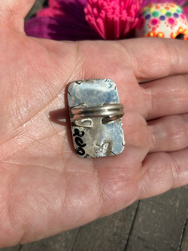Single Stone White Buffalo Ring Sz. 8 1/4
