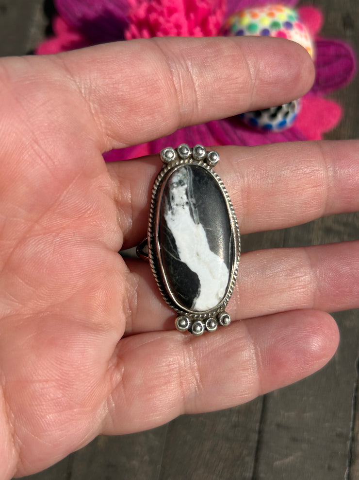 Single Stone White Buffalo Ring Sz. 10 1/2